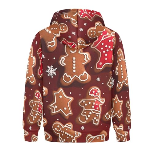 Kids Hoodies Sweaters Christmas Gingerbread Man Hooded Sweatshirts with Big Pockets for Boys Girls B04004122