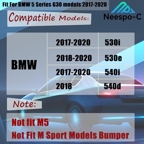 NEESPOC Front Bumper Lip Splitter Spoiler Compatible with BMW 5 Series G30 (Base Model Only) 2017 2018 2019 2020 530i/ 530e/ 540i/ 540d,3pcs Kit Accessories Air Chin Body Protector (Glossy Black) by NeespoC - Image 3