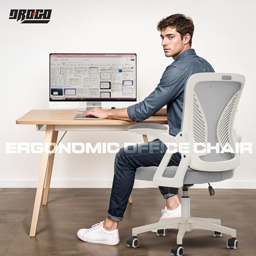 DROGO Premium Ergonomic Office Chair for Work from Home, High Back Computer Chair with Breathable Mesh, Adjustable Seat, Rocking & Winged Back |... - Image 3