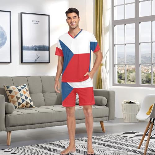 Camisa de pijama para hombre ligera para evitar el calor de manga corta checa 3