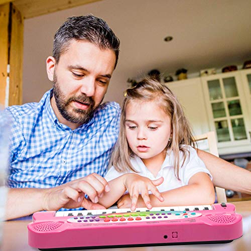 aPerfectLife 32 Keys Piano Keyboard for Kids Multifunction Portable Piano Electronic Keyboard Music Instrument for Kids Early Learning Educational Toys for 3 Year Old Girls (Pink)