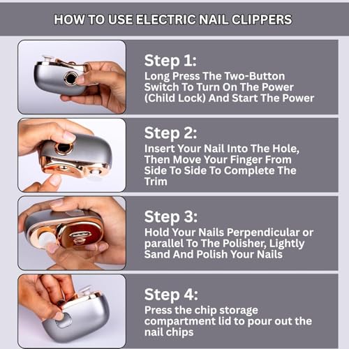 Image of Electric Nail Clipper and Trimmer, 2-in-1 Design with LED Light, 3 Speed Settings, USB Rechargeable ,Light 3 Speeds File Nail Clip Storage Rechargeable Safety Trimmer for Baby Kids Adults Seniors,gift (e nail)