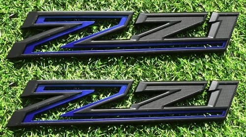 Image of 2 Pack 2019-2025 Z71 Emblem Decals Side Badges Compatible with Silverado Z71 Parts 84632695 (Black Blue)