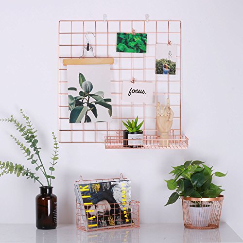Kaforise Multifunction Electroplated Bling Metal Mesh Grid Panel, Gridwall Panels Units Wall Decor/Photo Wall/Wall Display & Organizer,Pack of 1 Pcs,Size:23.6