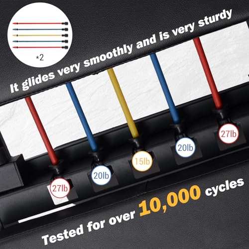 Foldable Pilates Equipment for Home Workouts,Pilates Reformer Machine for Home Gym,Pilates Exercise Equipment with Jump Board,Color Cords Set of 2