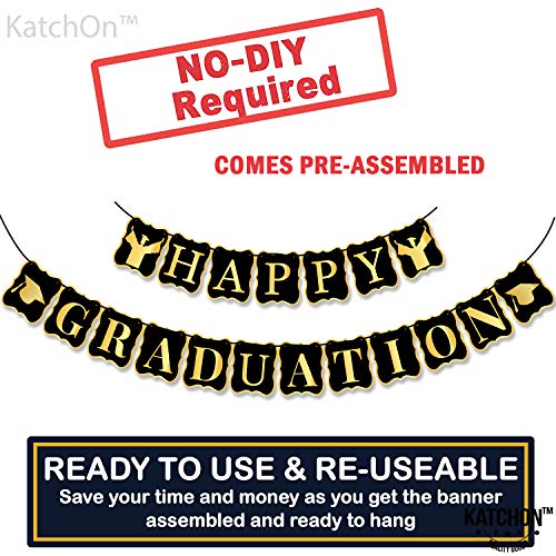 Image of KatchOn, Happy Graduation Banner Set - Pack of 19, No DIY | Graduation Backdrop, Swirls, Pompoms for Graduation Decorations Class of 2026 | Black and Gold Graduation Decorations 2026