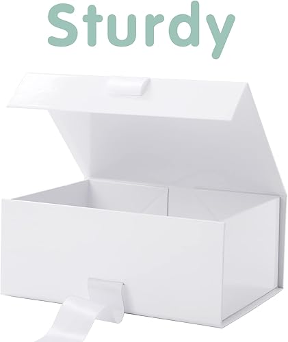 Miniatura 3 de HAPPY POTATO Caja de regalo con cinta de 9 x 6.5 x 3.8 pulgadas, caja de regalo blanca con tapa, caja de propuesta de dama de honor, caja de regalo