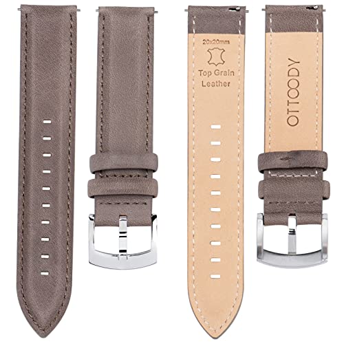 Ottoody Leather Watch Bands Quick Release, Elegant Top Grain Leather Watch Straps For Men & Women, Choice Of Color & Width - 18Mm, 19Mm, 20Mm, 21Mm Or 22Mm Wristbands Bracelet For Watch & Smartwatch #TOP2