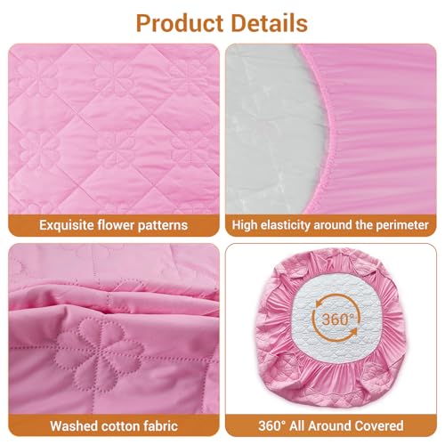 Image of Waterproof Mattress Protector, Noiseless King Size Mattress Pad with Deep Pocket Fitted Up to 2-12 inches, Soft Breathable Bed Mattress Cover Washable for Bedroom, Hotel (1, Pink, King)