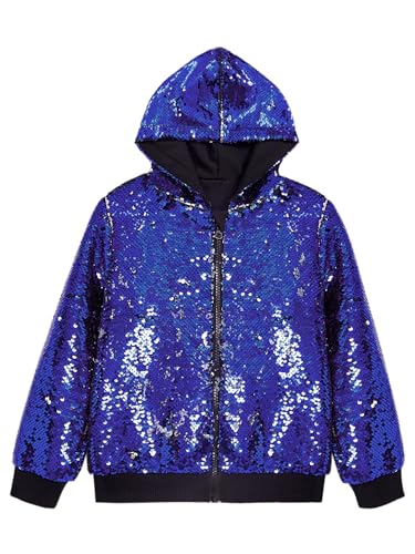 Lars Amadeus Blue Sequins Jacket for Men's Long Sleeves Zip Up
