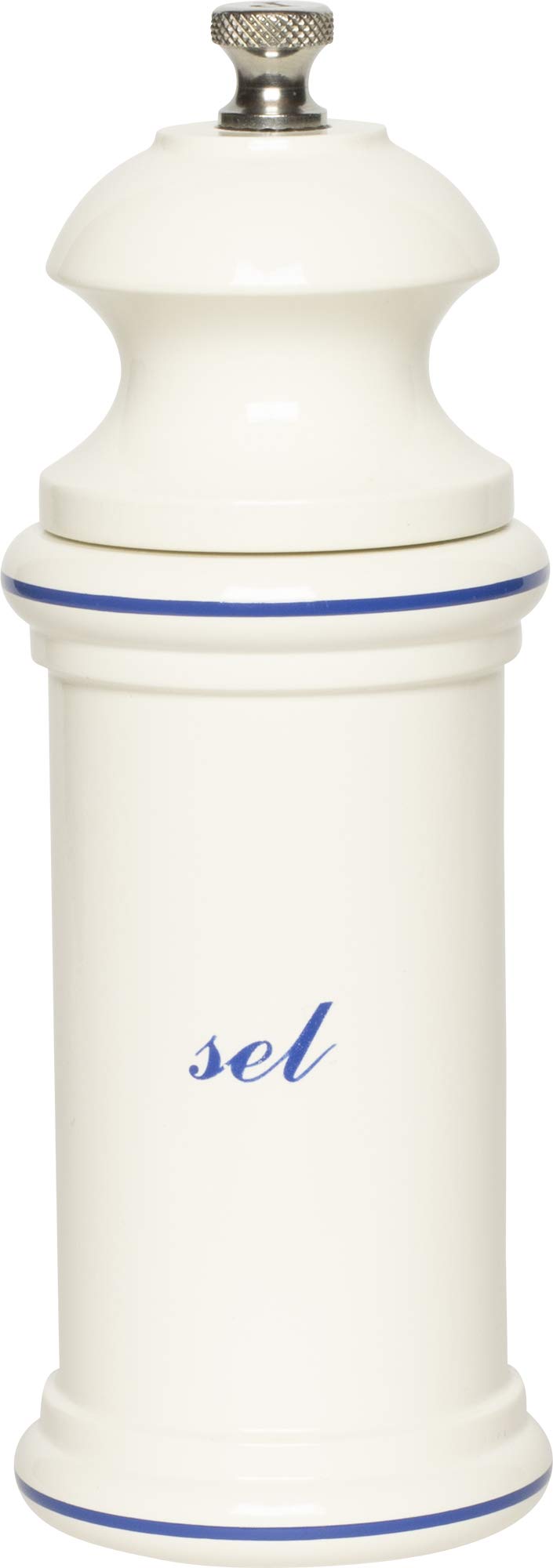 Fletchers' Mill Provencal Collection Mill Salt Grinder, 6 inch, white with blue sel