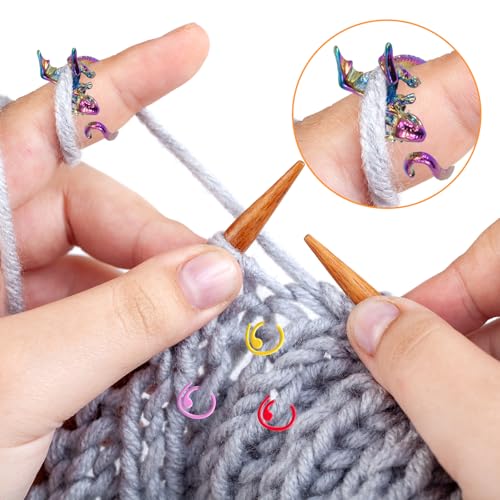 Image of HUISUYTON 4PCS Adjustable Crochet Tension Ring for Finger, Dragon Crochet Yarn Tension Rings for Crocheting, Crochet Rings for DIY Crocheting and Sewing Crafts