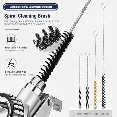 21 Pièces Kit de Nettoyage pour Pistolet à Peinture, Brosses de Pistolets Pulvérisateur Complet pour Nettoyer les Pistolets à Peinture à L'aérographe Buses et Embouts – Image 6