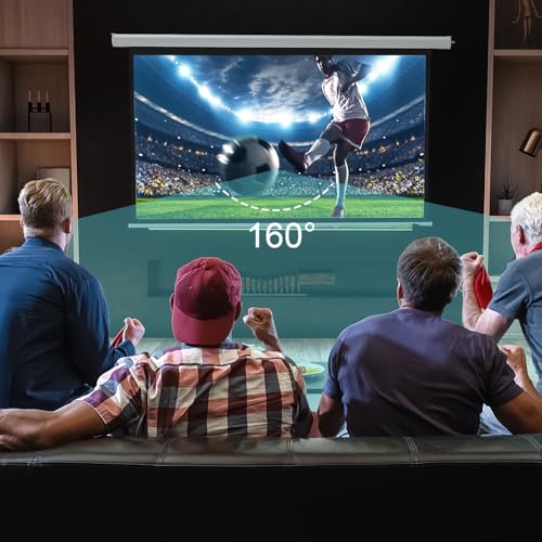 Image of YODOLLA 72 inch Projector Screen Motorized 16:9 Retractable Projection Screens | Electric Automatic Wall Ceiling Pull Down Movie Screen for Office Classroom Indoor with Remotes 4K HD 3D, White