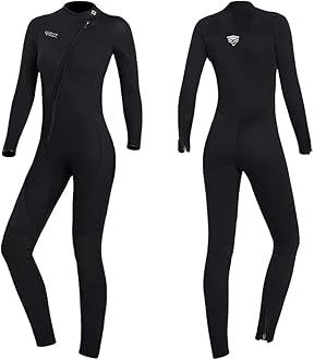 Wet Suits for Women Men Full Body 3MM Neoprene Wetsuit Diving Suit in Cold Water, Long Sleeves Front Zip Scuba Wetsuits One Piece Thermal Swimsuit for Surfing Snorkeling Kayaking Swimming Canoeing