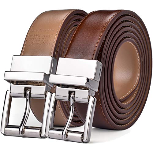 Image of Beltox Men's Belt Dress Casual Reversible Leather 1.1 inch w Roller Buckle Rotated
