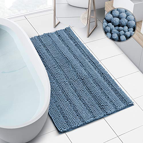 Clara Clark Chenille Bathroom Rugs, Ultra Soft Plush Shaggy Bath Mats for Bathroom, Machine Washable Non Slip Backing Rubber Bath Rugs, 44 x 26, Blue Heaven by Clara Clark - Used condition - Image 2