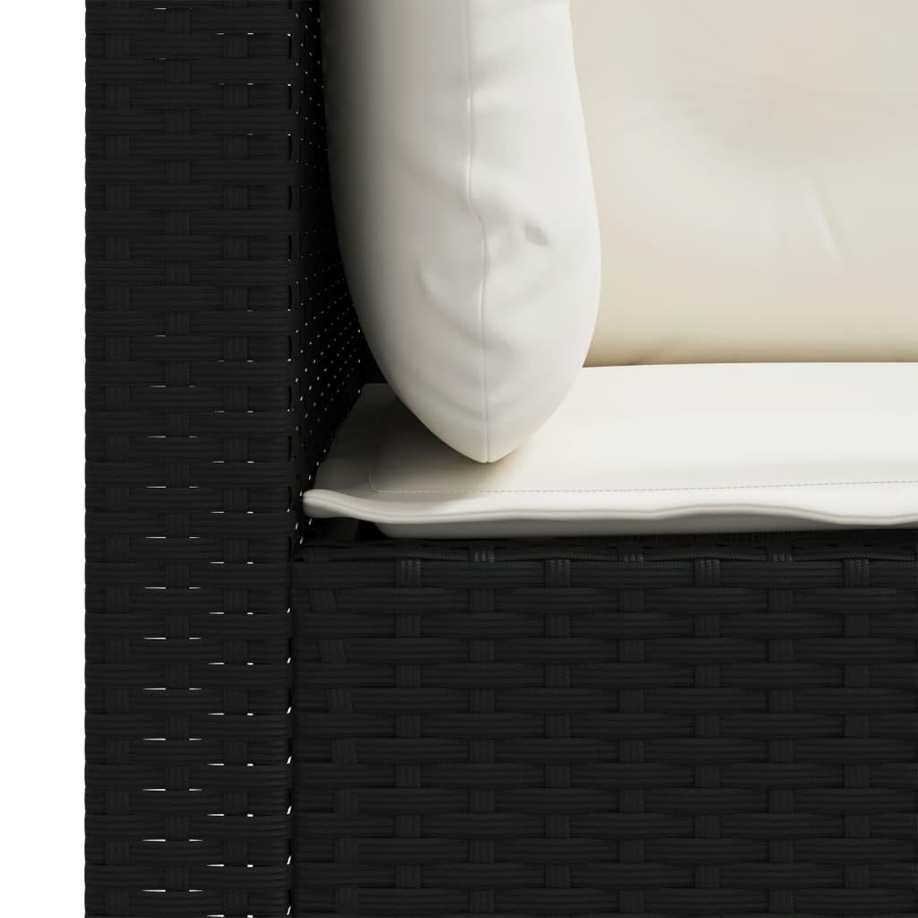 Divano da Giardino 3 Posti in Rattan PE Nero con Cuscini | Set lounge modulare per terrazzo e patio con cuscini sfoderabili e piedini in legno massello d acacia resistente.