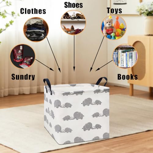 Image of Square Storage Baskets Children Shelves Gift Toy Organizer Room Elephant | Laundry Hamper Collapse Canvas with Handles for Organizing Home Kitchen Children Toys Office Closet Shelf
