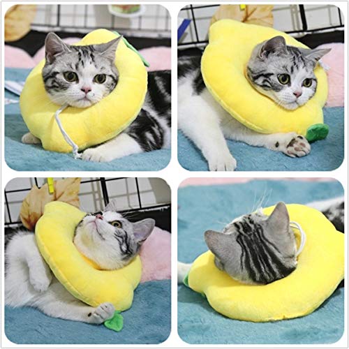 Vehomy Pet Cat Recovery Collar Cat Soft Lemon Neck Cone Adjustable Pet E Collar After Surgery, Wound Healing Protective Cat Elizabethan Collar For Kitten & Puppy #TOP5