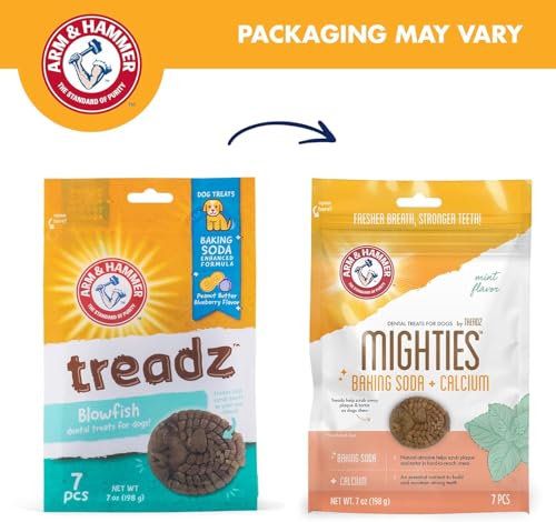 Arm & Hammer Mighties Treadz Dental Dog Treats, Puffer, Mint, 7 Ct, 2-Pk - image 2