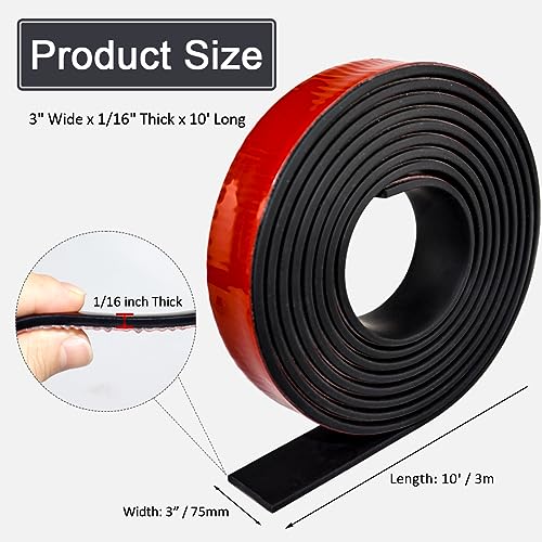 Image of Adhesive Rubber Strips with Adhesive Backing Self Stick Neoprene Solid Rubber Sheets Rolls Strips for Gaskets Pads Seals Crafts Protection (3 inch Wide x 1 /16 inch Thick x 10' Long)