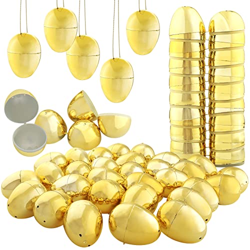 SallyFashion 36PCS Easter Eggï¼Plastic Easter Eggs Golden Easter Eggs Plastic Fillable Gold Eggs for Easter Egg Hunt and Easter Basket Stuffers
