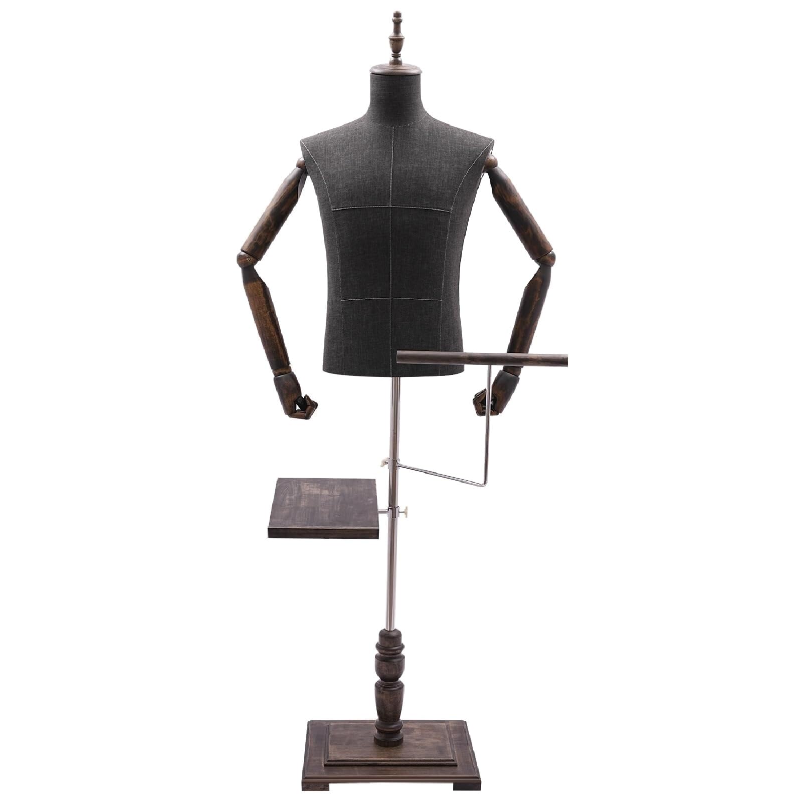 Torse de mannequin masculin réglable en hauteur pour présentoir de costume pour homme, avec porte-pantalons amovible et porte-chaussures, pour vitrine de magasin