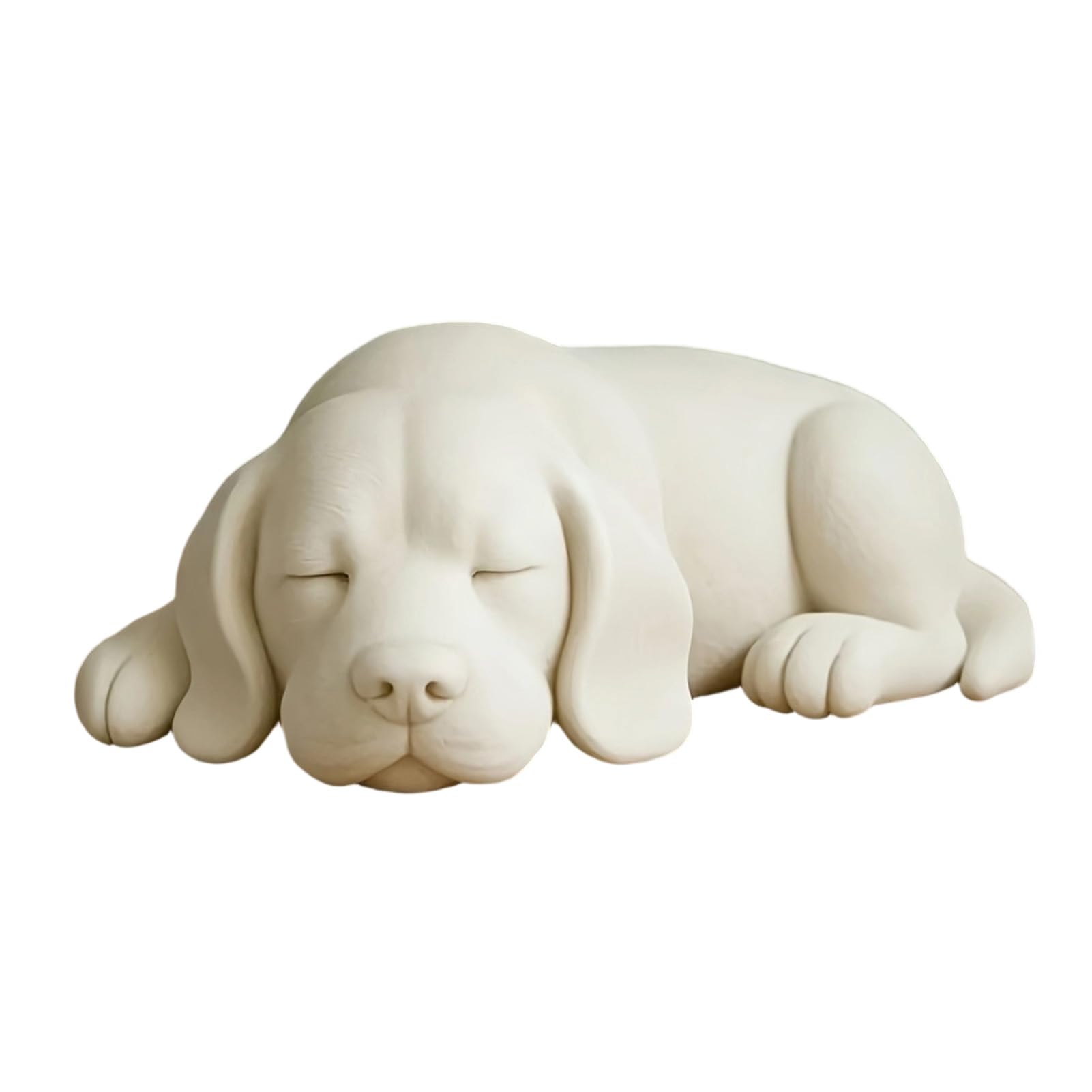 matumou 3D Printed Sleeping Dog Figurines, White Lying Puppy Ornaments, Realistic Puppy Statue Decorations, Minimalist Desktop Decor for