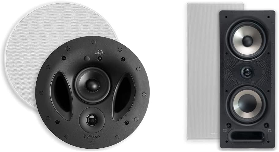 Polk Audio in-Wall and in-Ceiling Speaker Bundle - 265-RT + 70-RT | Crystal Clear Sound with Deeper Bass | Easy to Install and Blends into Decor
