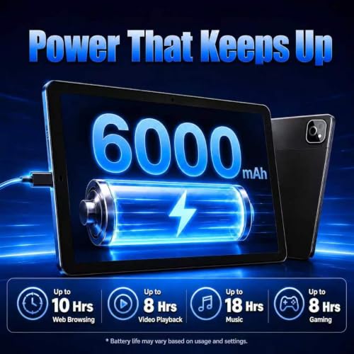 Image of Android 16 Tablet, Octa-Core Tablet, 36GB RAM 256GB ROM 1TB Expand, HD IPS Touch Screen 10 inch Tablet, 6000mAh Battery, BT5.4 WiFi 6, 5+8MP Dual Camera, Black