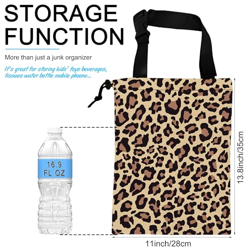 Image of Car Trash Bag Hanging Brown Leopard Print Car Trash Can Waterproof Garbage Bag Hanging for Car Back Seat