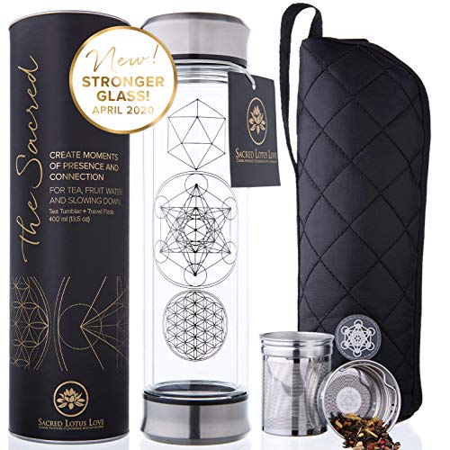 Sacred Lotus Love Glass Tea Infuser Bottle