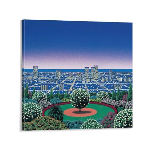 永井博アートイラストポスター (8) 壁アートホーム バスルーム 寝室 オフィス装飾 プリント芸術作品 インテリア16x16inch(40x40cm)