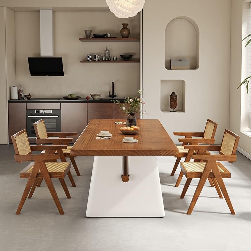 ENGENDER Mesas De Cocina Mesa de Comedor de Madera Maciza for Uso doméstico pequeño, Estilo WABI-sabi, Rectangular, for casa de Familia. Comedor(120cm)