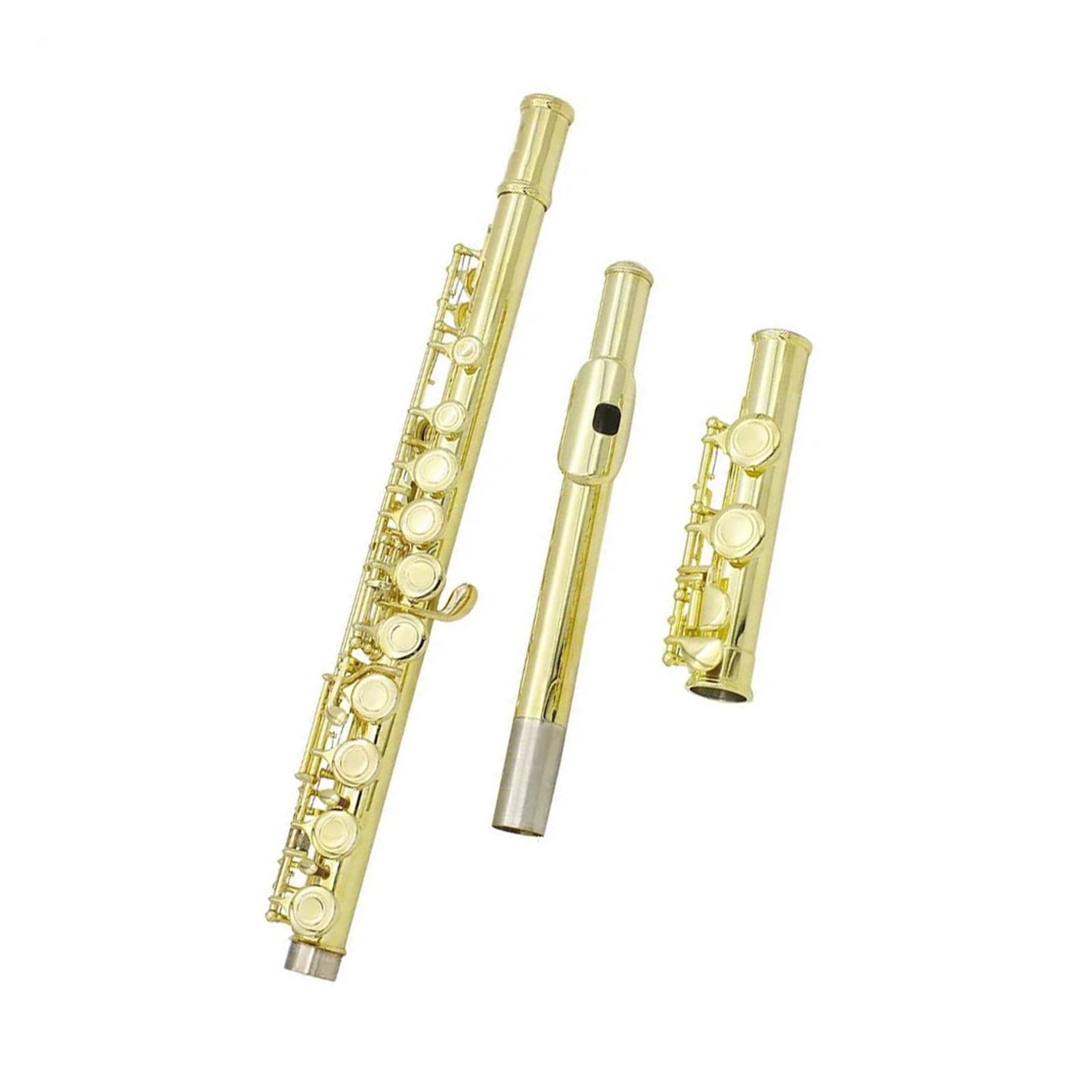 flet prosty 16-otworowy flet klawiszowy C biały miedziany czerwony flet instrument dęty drewniany z pudełkiem śruba do wycierania (Color : Golden)