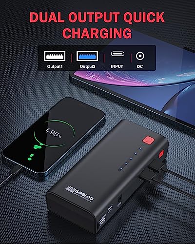 Gooloo Jump Starter Ge1200 2000A Peak Portable Jump Starter Battery Pack For Up To 8.0L Gas Or 6.0L Diesel Engine With Usb Quick Charge And Led Light, Supersafe 12V Lithium Car Starter #TOP3