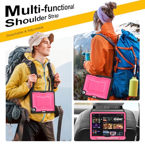 SEYMAC stock Case for iPad Air 11 Inch M3/M2 (2025/2024), Full Body Shockproof Cover with Screen Protector, Foldable Stand & Shoulder Strap for iPad Air 11 Case, Pink - Image 2