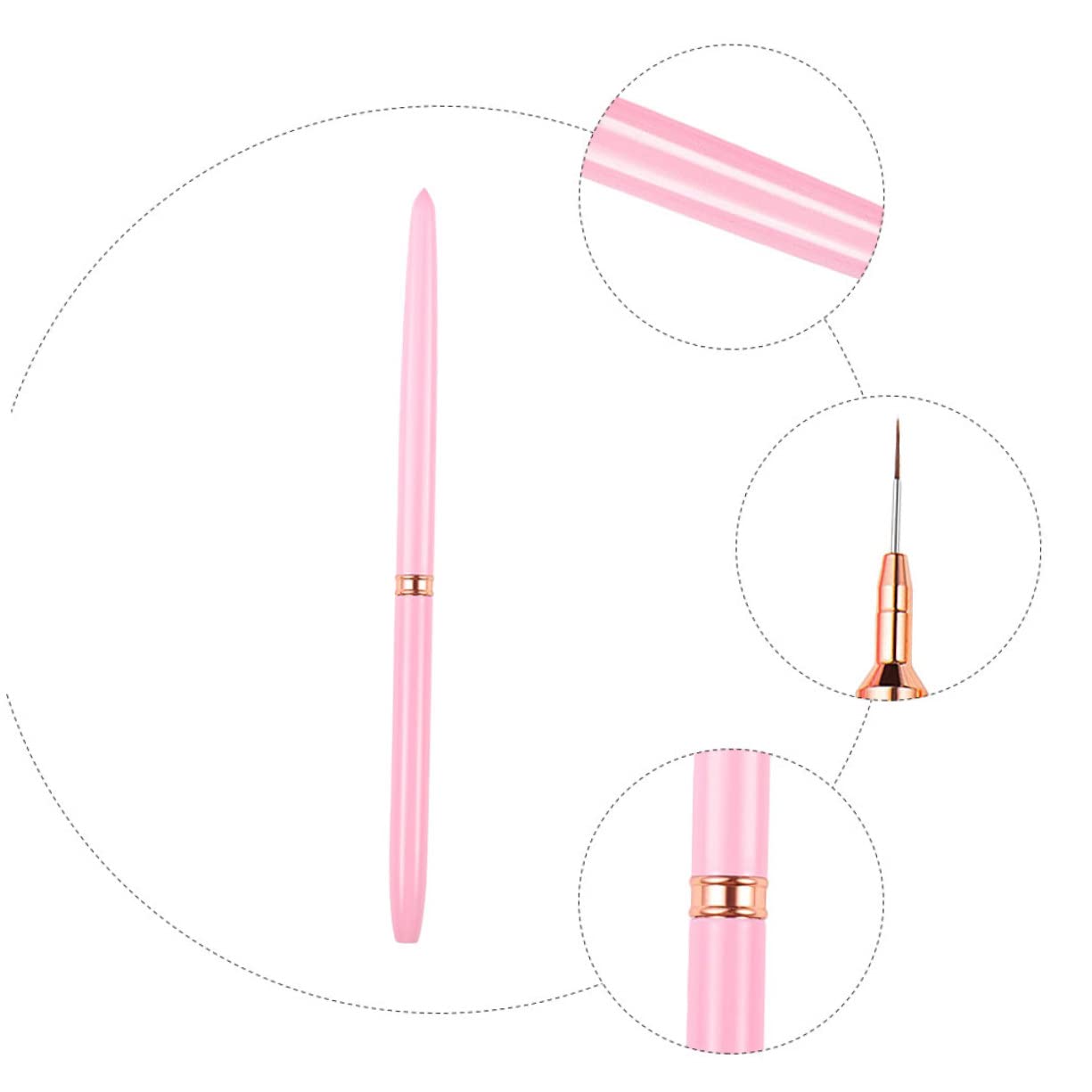 FRCOLOR 5pcs lápiz para arte de uñas herramientas de manicura cepillo para dibujar uñas lápices de dibujo para pintura de uñas Kolinsky acrílico pincel 3d gel rosa fibra lana cepillo pedicura