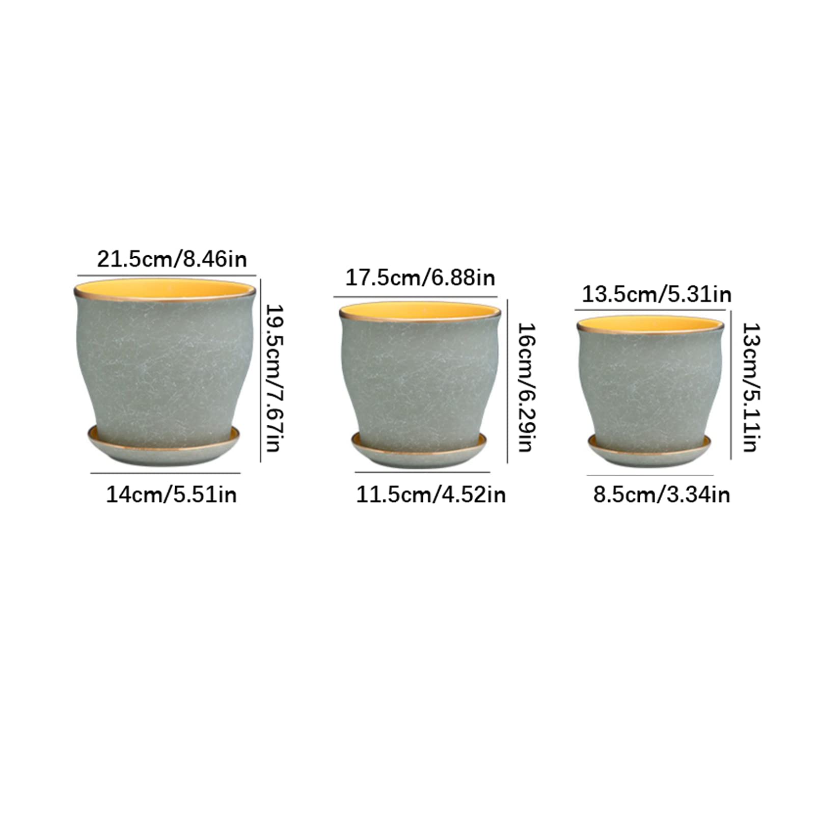 Vasi da Giardino Vasi per fioriere in Ceramica da 5/6/8 Pollici con Fori di drenaggio e piattini, vasi da Fiori per fioriere da Giardino per Interni ed Esterni