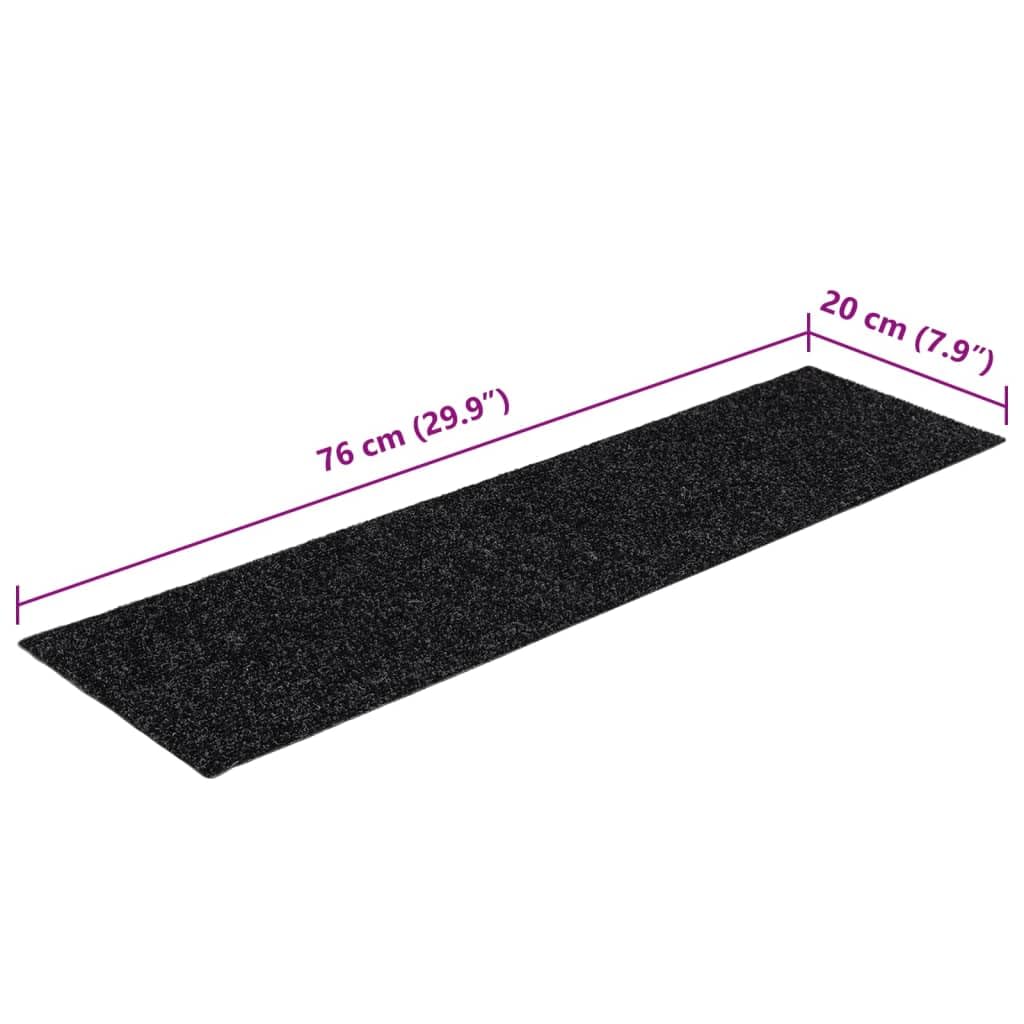 Tapis d'Escalier Autocollant 15 Pieces, 76 x 20 cm, Noir, Rectangulaire