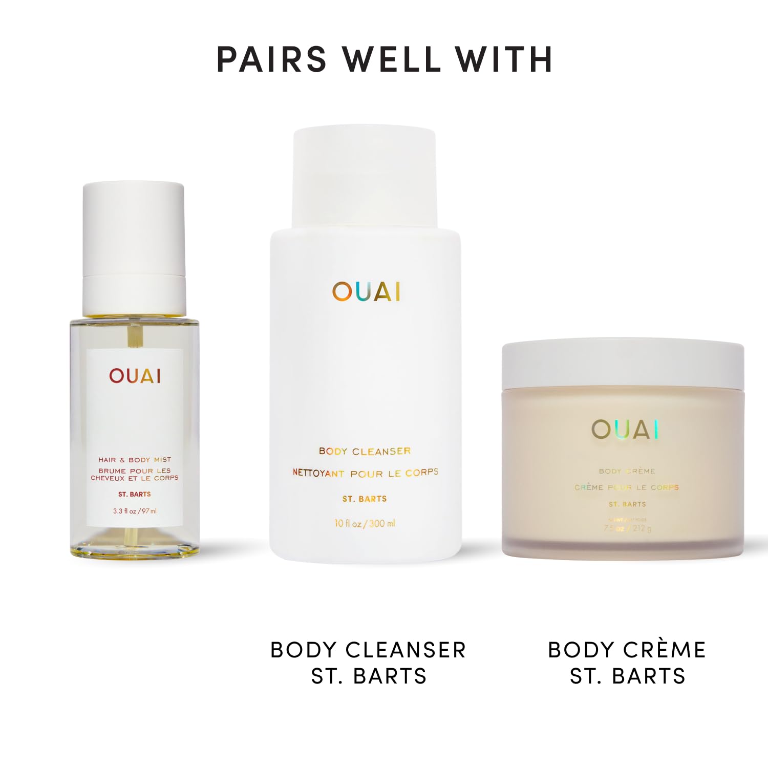 OUAI Bruma capilar y corporal St. Barts - Perfume para el cabello y spray corporal con aroma tropical - Notas de fruta del dragón, flor de azahar, nardo y almizcle (236ml)