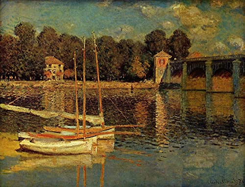Lienzo de Claude Monet Puente de Argenteuil cuadro de pared para decoración e impresión artística 60x90cm
