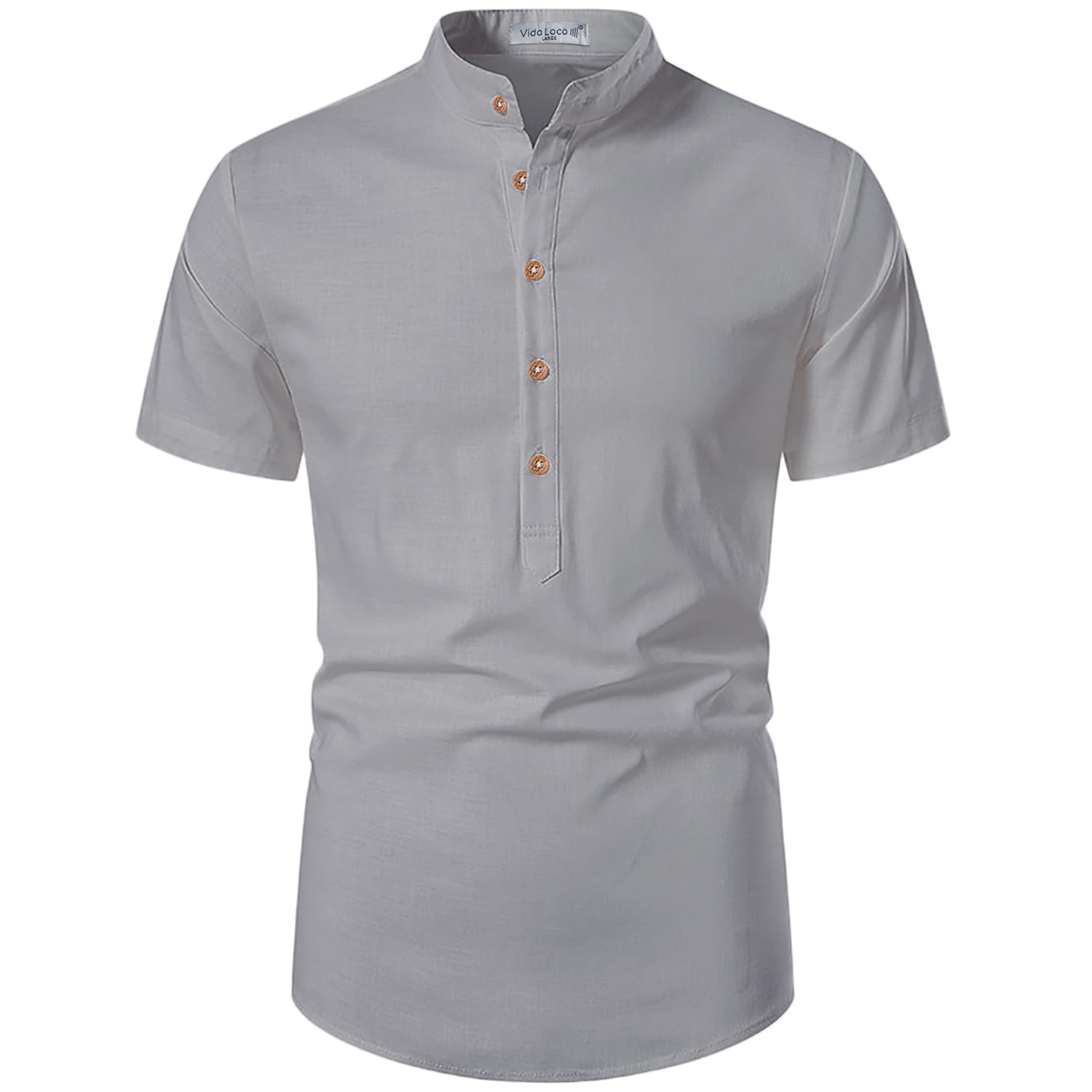 Vida LocaMen's Cotton Linen Plain Stitched Half Sleeve Shirt