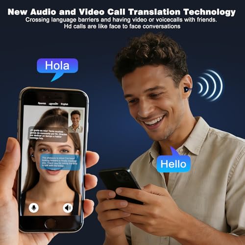Image of AI Translation Earbuds Real Time, 164 Languages Translator Earbuds, Wireless Translating Ear Buds, Bluetooth Headphones for Travel Business Meeting Learning (Black)