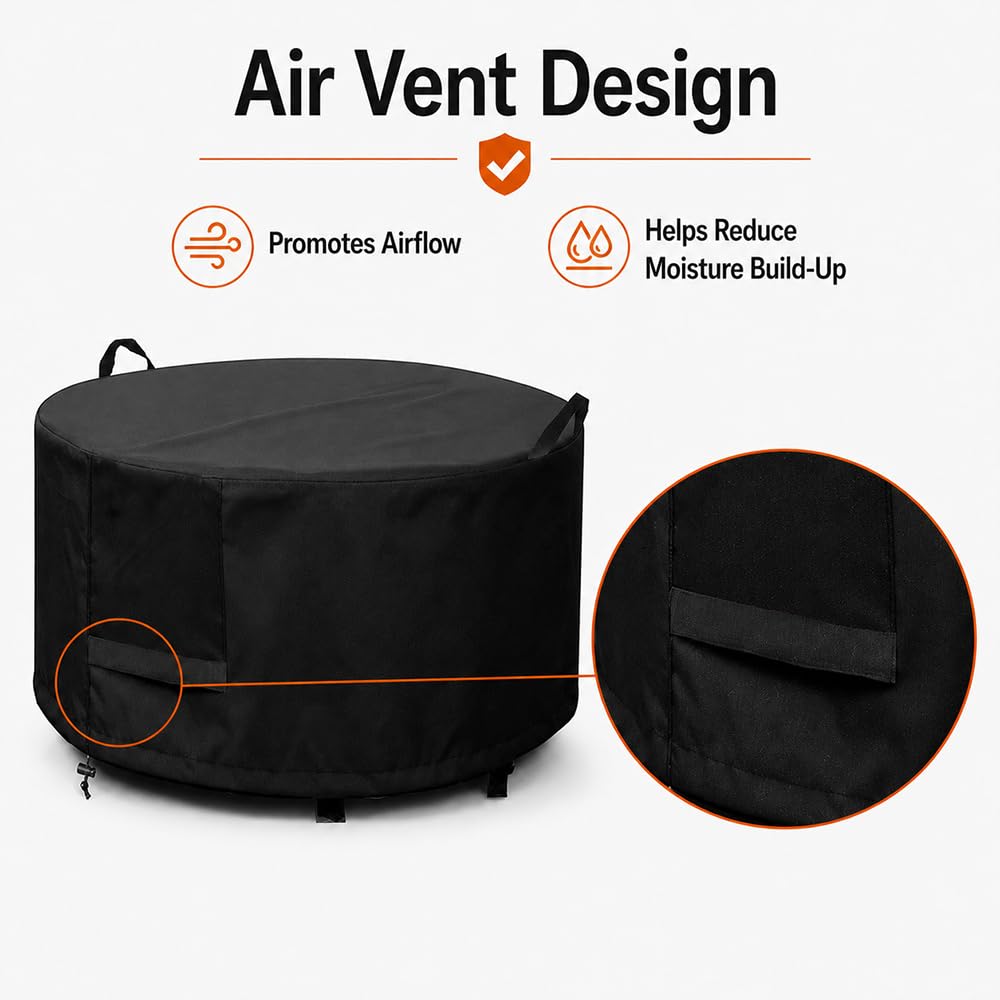 Runde Schutzhülle für ProGarden Round Fire Bowl 75 2020-2026 Outdoor-Schale mit Griffen Belüftung und 420D Oxford-Gewebe Grillabdeckung