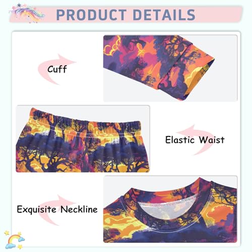 Pajama Sets Long Sleeve Baobab Trees Against Fiery Sky Soft Comfy Sleepwear 2 Piece PJS 3-8T4