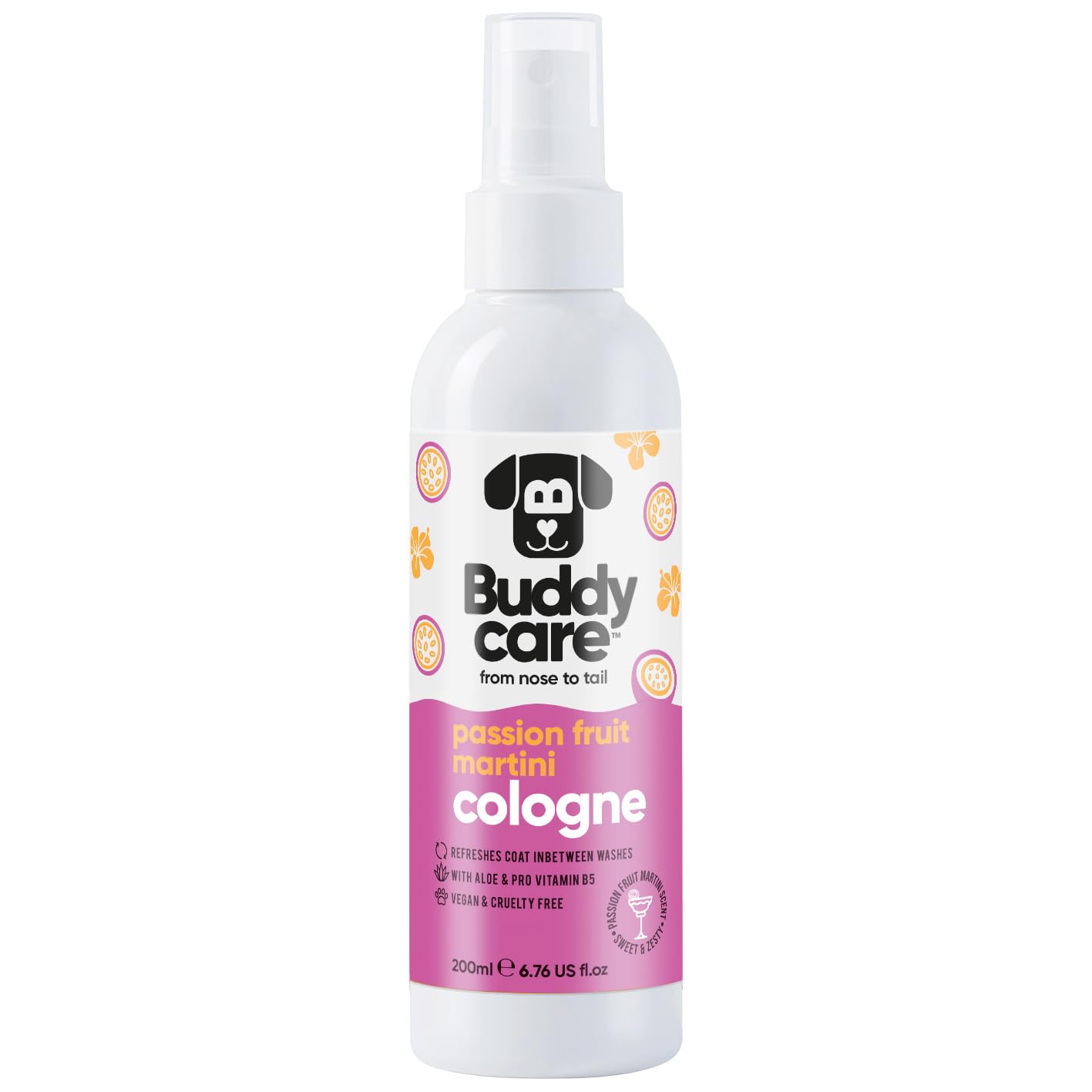 Buddycare Dog Cologne - Passionfruit Martini - Sweet Scented Dog Cologne - Refreshes Between Dog Washes (200ml)