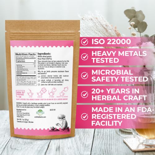 Image of 1 oz. Rose Petal Buds Herbal Tea (Rosa Damascena) - 28g Dried Rose Petals Herb Te De Rosa