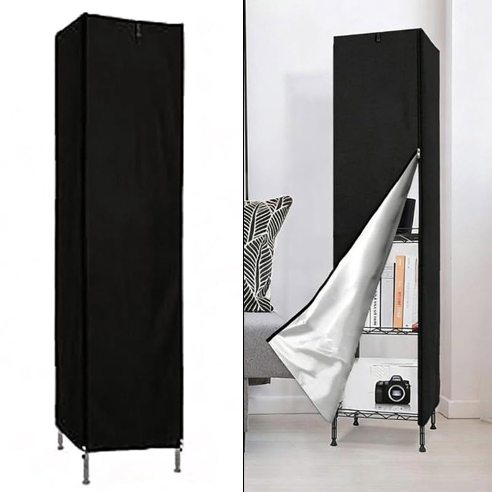 Copertura per scaffalature metalliche, impermeabile, antipolvere, protezione per mobili da esterno, con cerniera e design arrotolabile, 127 x 30 x 30 cm, nero (210D)